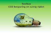 Toolbox CO2-besparing en zuinig rijden · Het Nieuwe Rijden Waar moet je op letten? • Bereid je rit goed voor (files, wegwerkzaamheden) • Op tijd vloeistoffen controleren •