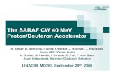 The SARAF CW 40 MeV Proton/Deuteron AcceleratorRFQ voltage squared vs. forward power 250 300 4-Jul 9July 10J l 08 08 08 200 ^ 2(kW) 10July Linear 100 Pickup V 150 0 50 0 50 100 150