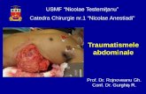 USMF “Nicolae Testemiţanu”...Traumatisme abdominale Etiologie Accidentele de circulaţie – până la 50% Leziunile prin agresiune (contuzii, armă albă, de foc)Clasificare