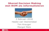 Shared Decision Making met ROM als informatiebron · 2016. 2. 5. · 9.30 uur: Welkom! 9.40 uur: Shared Decision Making met ROM als informatiebron: o Voorbeeld-filmpje + reflectie