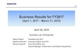 Business Results for FY2017 - home.komatsu · 4/26/2018  · ・Retail Finance: Revenues increased by 22.8% to JPY60.3 billion. Segment profit improved by 191.1% to JPY12.9 billion.