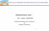 PRESENTEES PAR : meM Latifa GHRAIRI - AMITH · 2012. 5. 14. · REGLES D’ORIGINE DU PROTOCOLE PAN EURO-MED 11 Les objectifs du cumul pan euromed Extension du système du cumul de