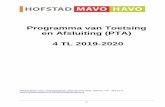 Programma van Toetsing en Afsluiting (PTA) 4 TL 2019-2020 · -1- Programma van Toetsing en Afsluiting (PTA) 4 TL 2019-2020 Hofstad Mavo Havo, Albardastraat 25, 2555 XP Den Haag, telefoon:
