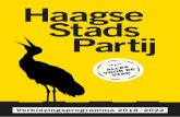 Verkiezingsprogramma 2018−2022 - Haagse Stadspartij · Onderwijs en studentenstad20 Zorg en welzijn in een sportieve stad 23 Een ... voor burgers bij de verkoop van gemeentelijke