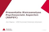 Presentatie Risicoanalyse Psychosociale Aspecten (RAPSY) · Presentatie Risicoanalyse Psychosociale Aspecten (RAPSY) Ann Magnus – APB Provinciaal Onderwijs Antwerpen . 2 - 23/03/16
