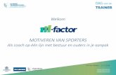 Welkom - Sport Vlaanderen · 2018. 12. 17. · Welkom MOTIVEREN VAN SPORTERS Als coach op één lijn met bestuur en ouders in je aanpak Dirk Van Meldert –15.12.2018 info@mfactor.be