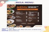 Mesa menu - SM Aura PremierSinigang na salmon head SAMPLER Inihaw sampler BEEF Kare kare beef and tripe Mesa braised beef PORK Binagoongan ni kaka Bicol express new Grilled liempo