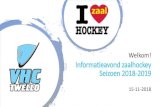 Informatieavond zaalhockey Seizoen 2018-2019 15-11-2019 · Zaalhockey 2018-2019 20:00-20:30 Algemene introductie & organisatie zaalcompetitie, trainingen, kick-off 1+2 december, etc.