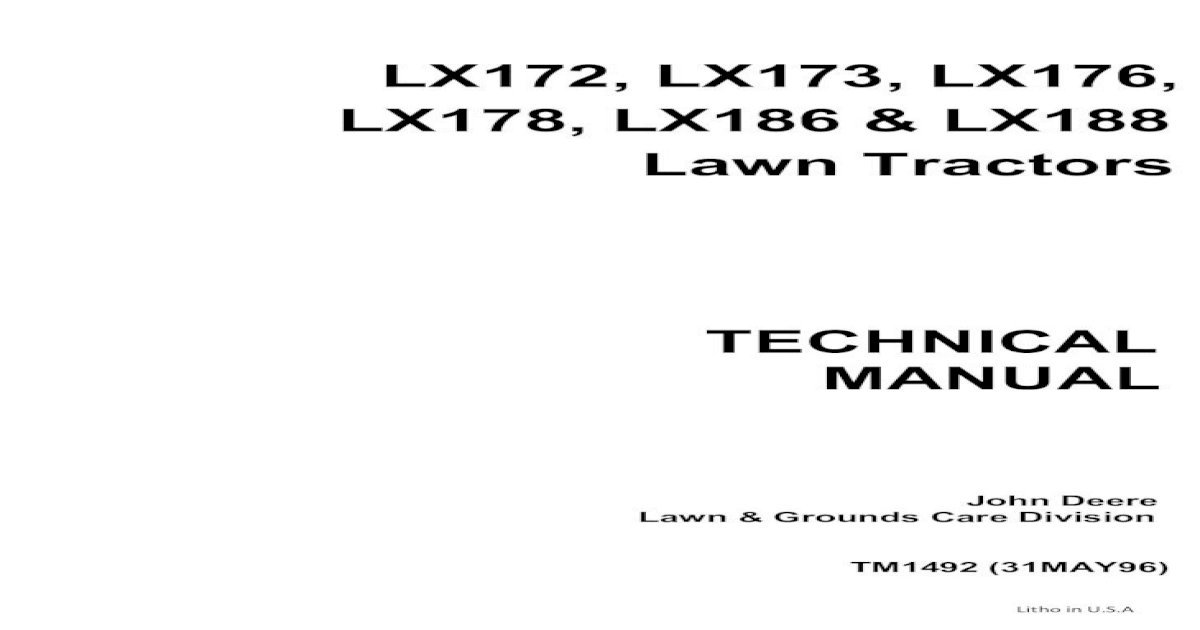 JOHN DEERE LX172 LAWN GARDEN TRACTOR Service Repair Manual