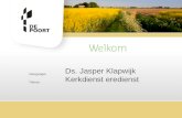 Voorganger Thema Ds. Jasper Klapwijk Kerkdienst eredienst