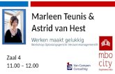 Zaal 4 11.00 â€“ 12.00 Werken maakt gelukkig Workshop Oplossingsgericht Verzuimmanagement® Marleen Teunis & Astrid van Hest FOTO