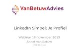 Webinar LinkedIn Simpel: Je profiel,19nov2013