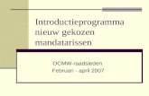 Introductieprogramma nieuw gekozen mandatarissen OCMW-raadsleden Februari - april 2007
