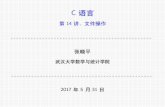 武汉大学数学与统计学院 - Xiaoping Zhang, Wuhan › teach › C18_Spring › slide14.pdf 文件类型 所谓“文件”是指一组相关数据的有序集合。ˇ 数据以文件的形式存放在外部介质(一般是磁盘、磁带、光盘