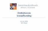 Ontbijtsessie Crowdfunding - SmitsVandenBroek ... Crowdfunding opnieuw fors gegroeid In de eerste helft van 2013 is in Nederland voor 13 miljoen euro via crowdfunding gefinancierd.